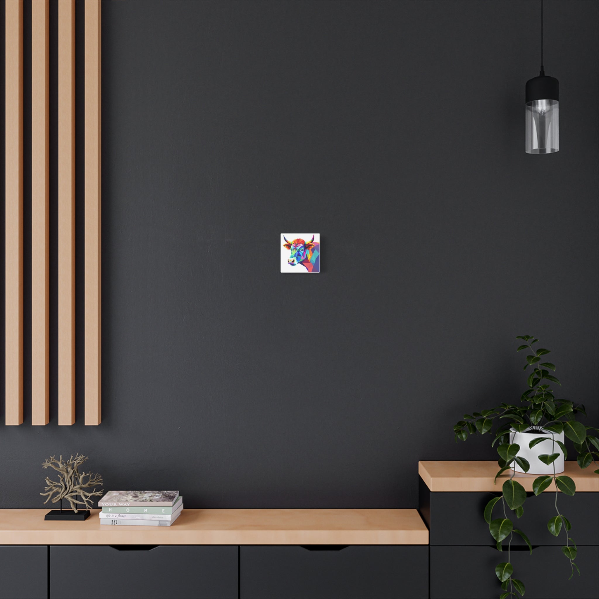 Colorful Cow Canvas Art - Vibrant Stretched Wall Decor for Animal Lovers