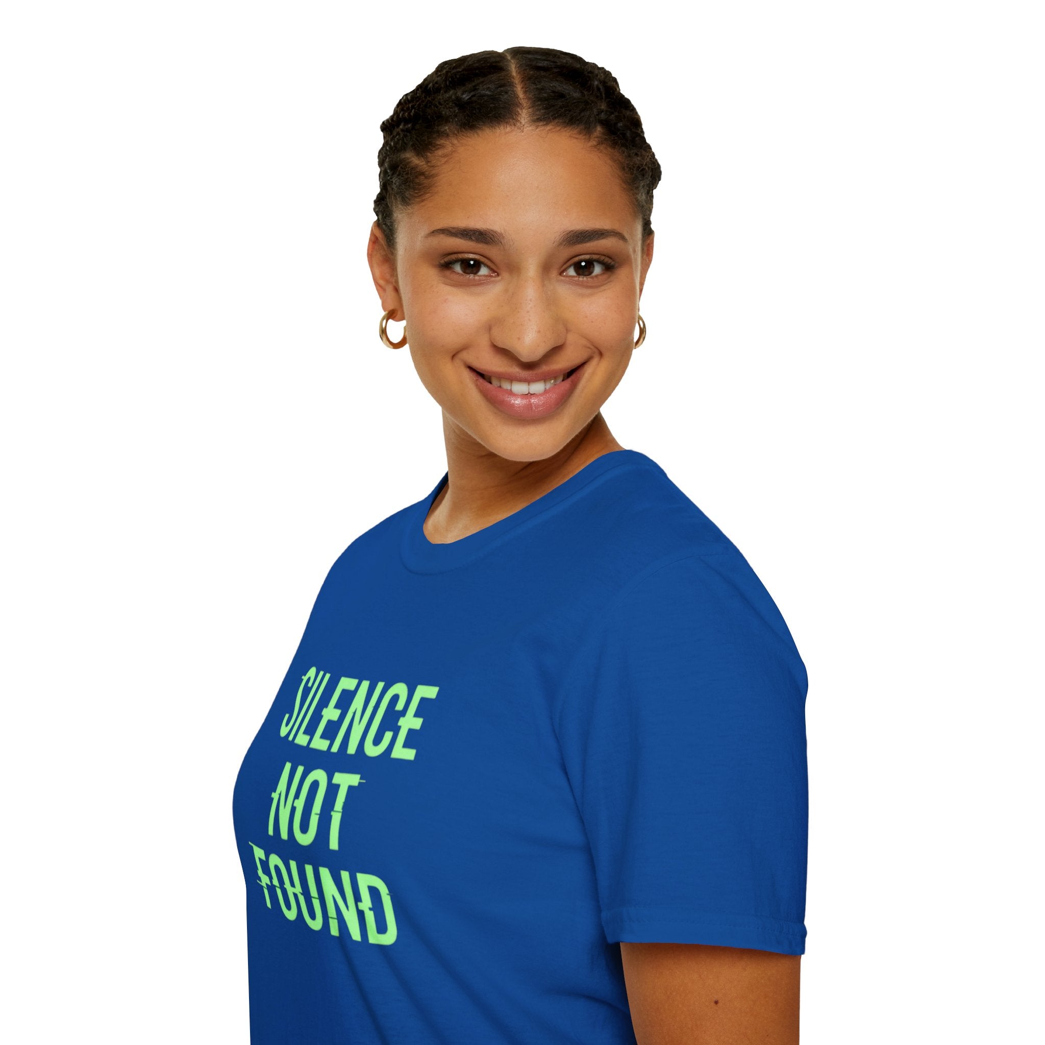 Silence Not Found T-Shirt — Bold Neon Text Tee