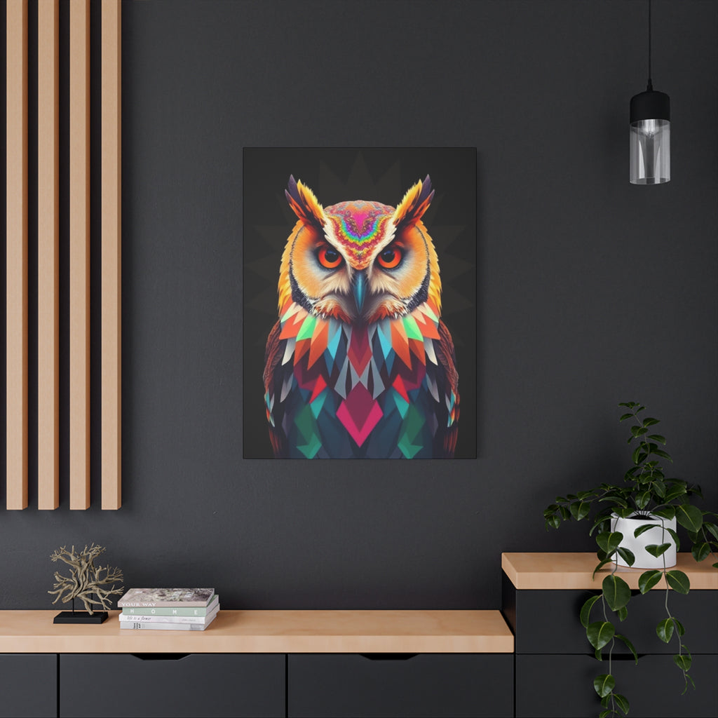 Colorful Owl Canvas Wall Art - 1.25" Stretched Matte