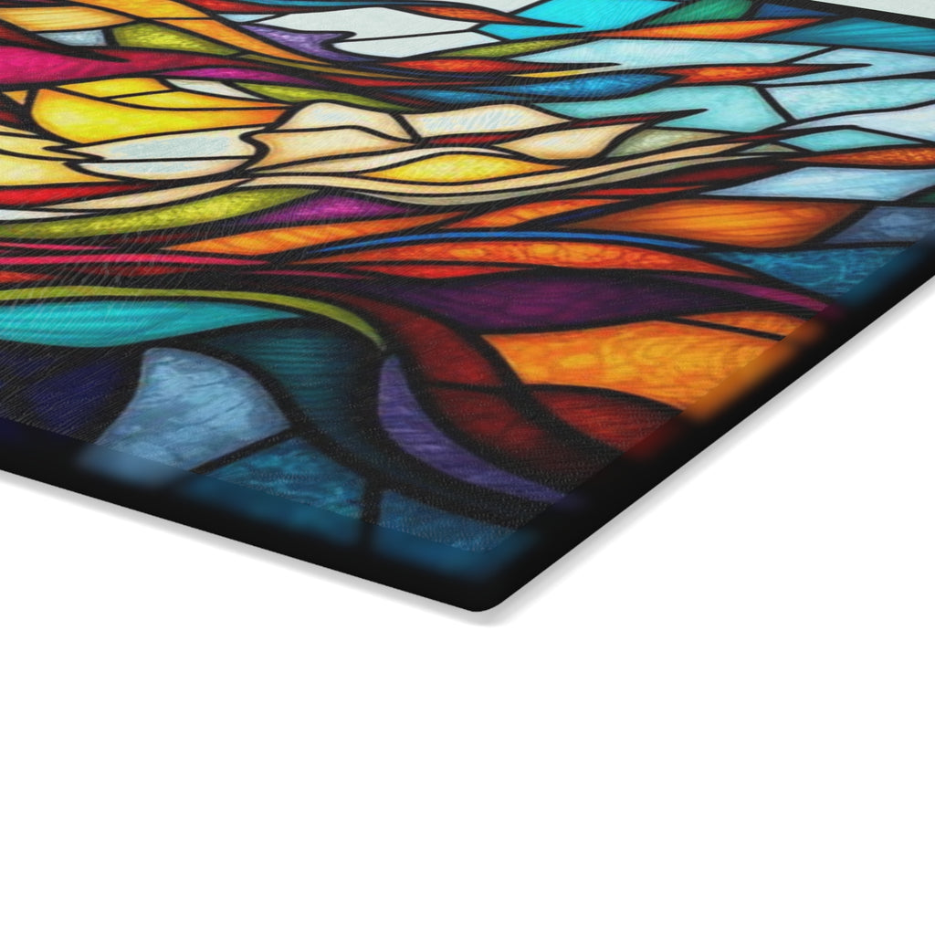 Stained Glass Art Cutting Board - Vibrant Kitchen Decor for Home Chefs