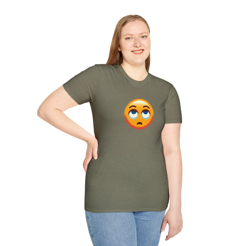 Unisex Softstyle T-Shirt with Eye Roll Emoji | Casual Graphic Tee for Everyday Humor