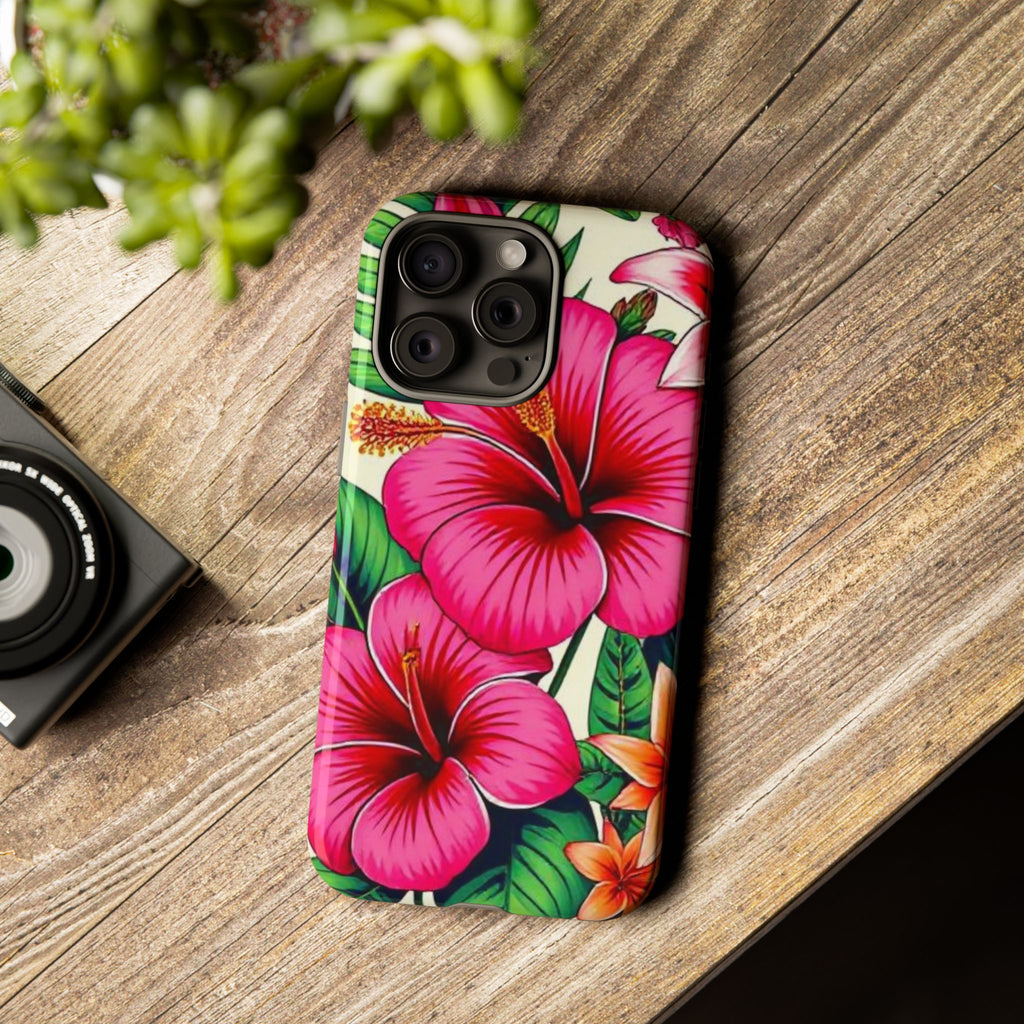 Tropical Hibiscus Phone Case for iPhone — Floral Tough Protective Cover