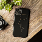 Android OR iPhone Compatible Cases - Gold Line Face Design - Unique Tough Cases