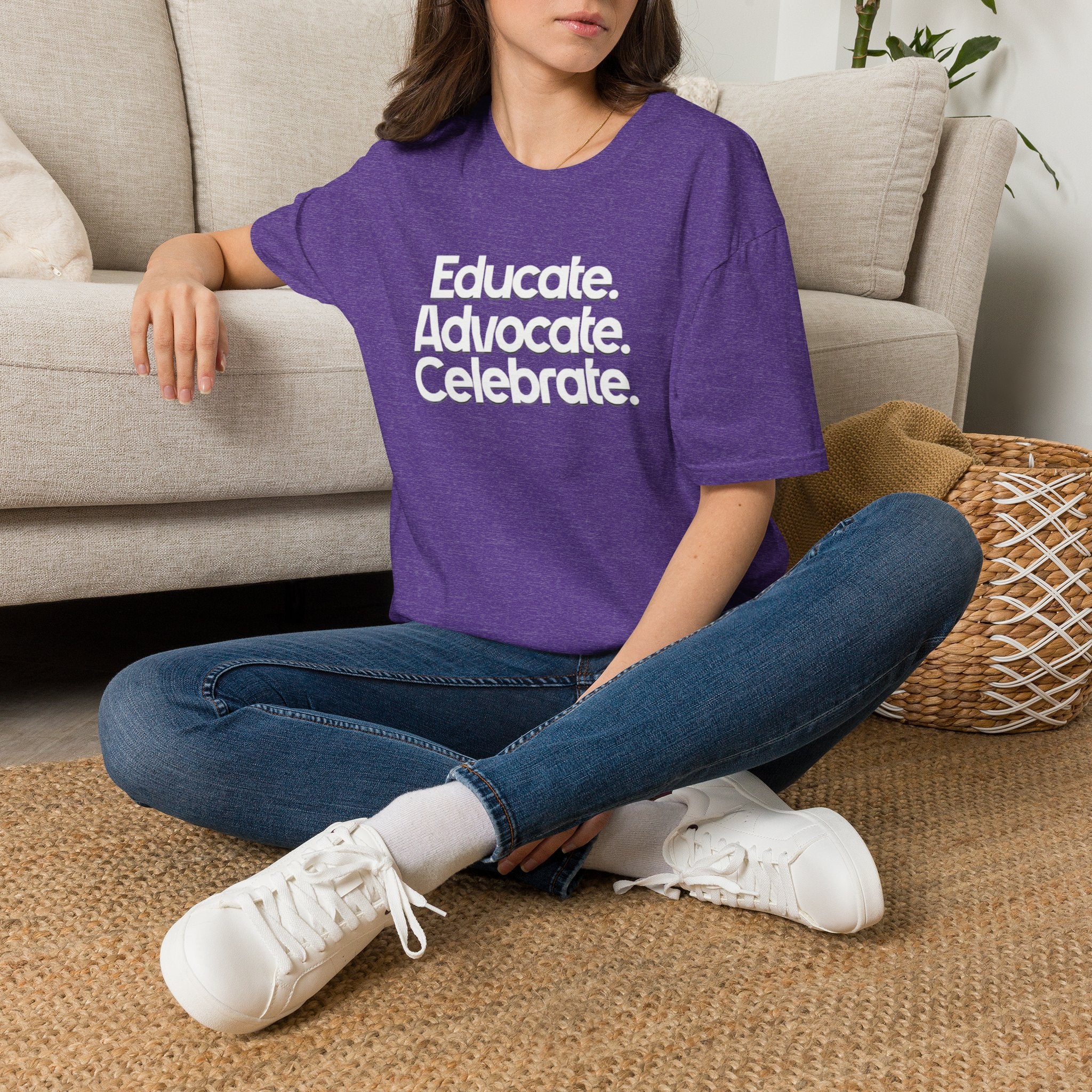 Educate. Advocate. Celebrate. Minimalist Pride T-Shirt