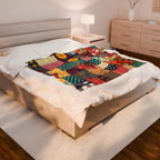 Classic Patches Velveteen Plush Blanket Vintage style print