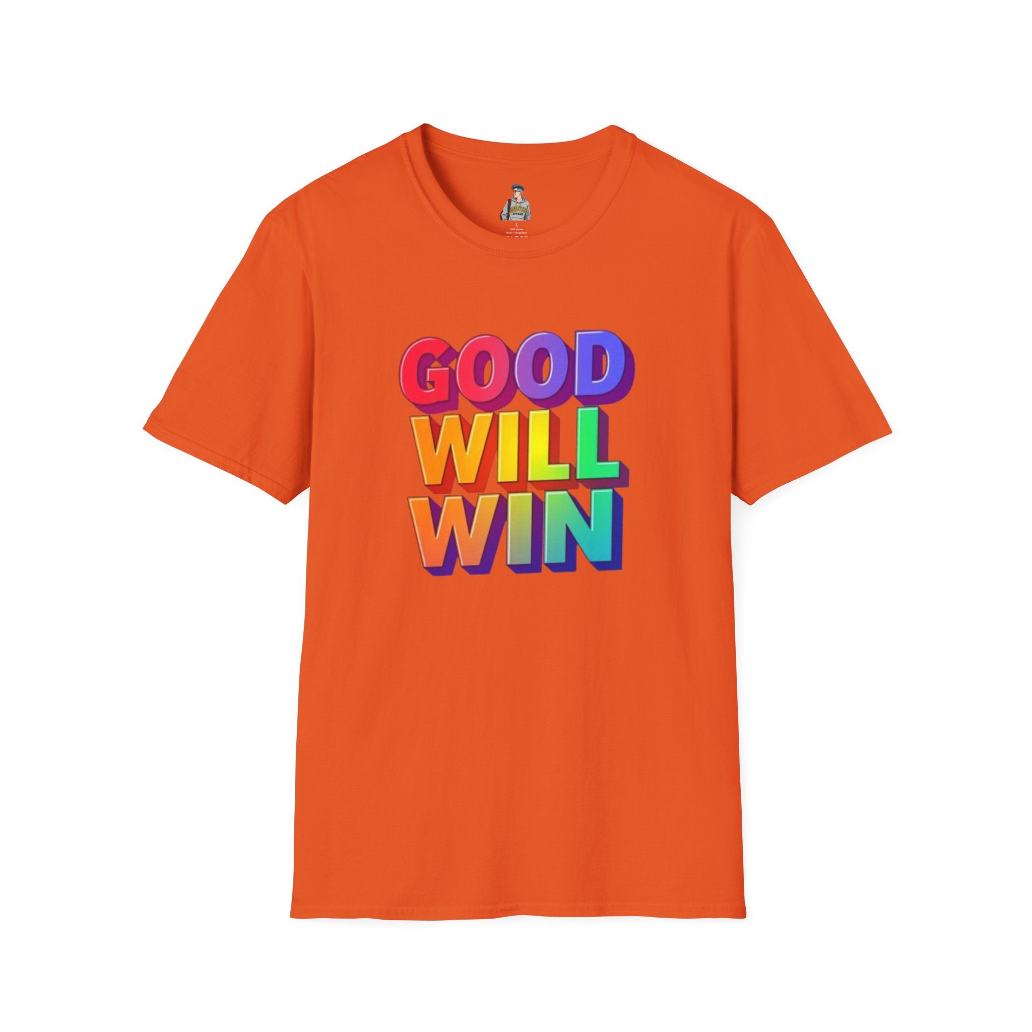 Unisex Softstyle T-Shirt - ' Rainbow Good Will Win' Positive Message Tee