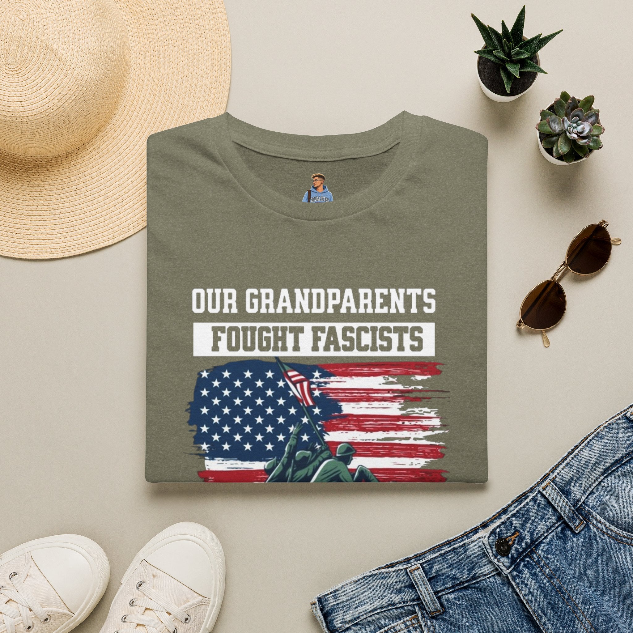 Unisex Softstyle T-Shirt: 'Our Grandparents Fought Fascists' Patriotic Tee