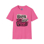 Boys Can Wear Pink T-Shirt — Bold Retro Feminist Graphic Tee