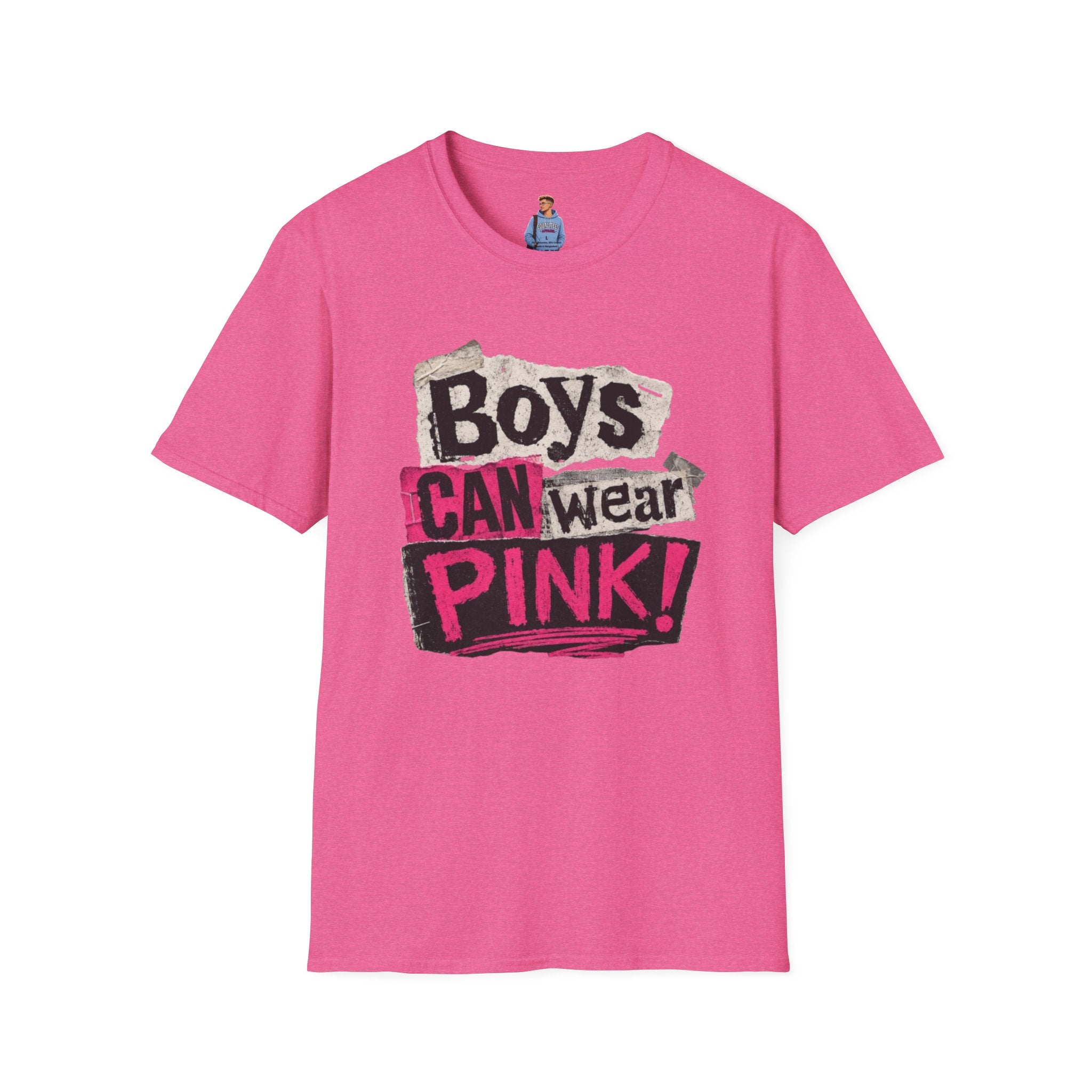 Boys Can Wear Pink T-Shirt — Bold Retro Feminist Graphic Tee