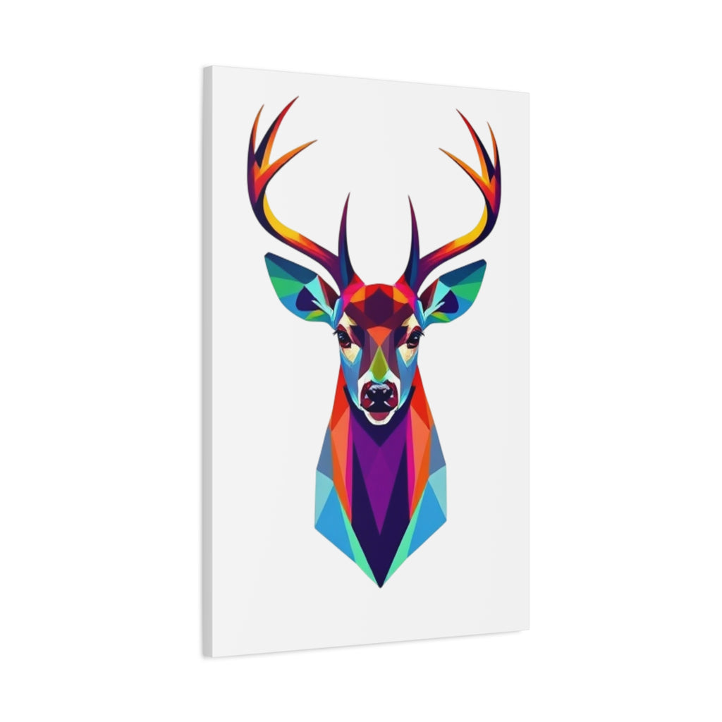 Vibrant Stag Canvas Wall Art - Colorful Geometric Deer Decor