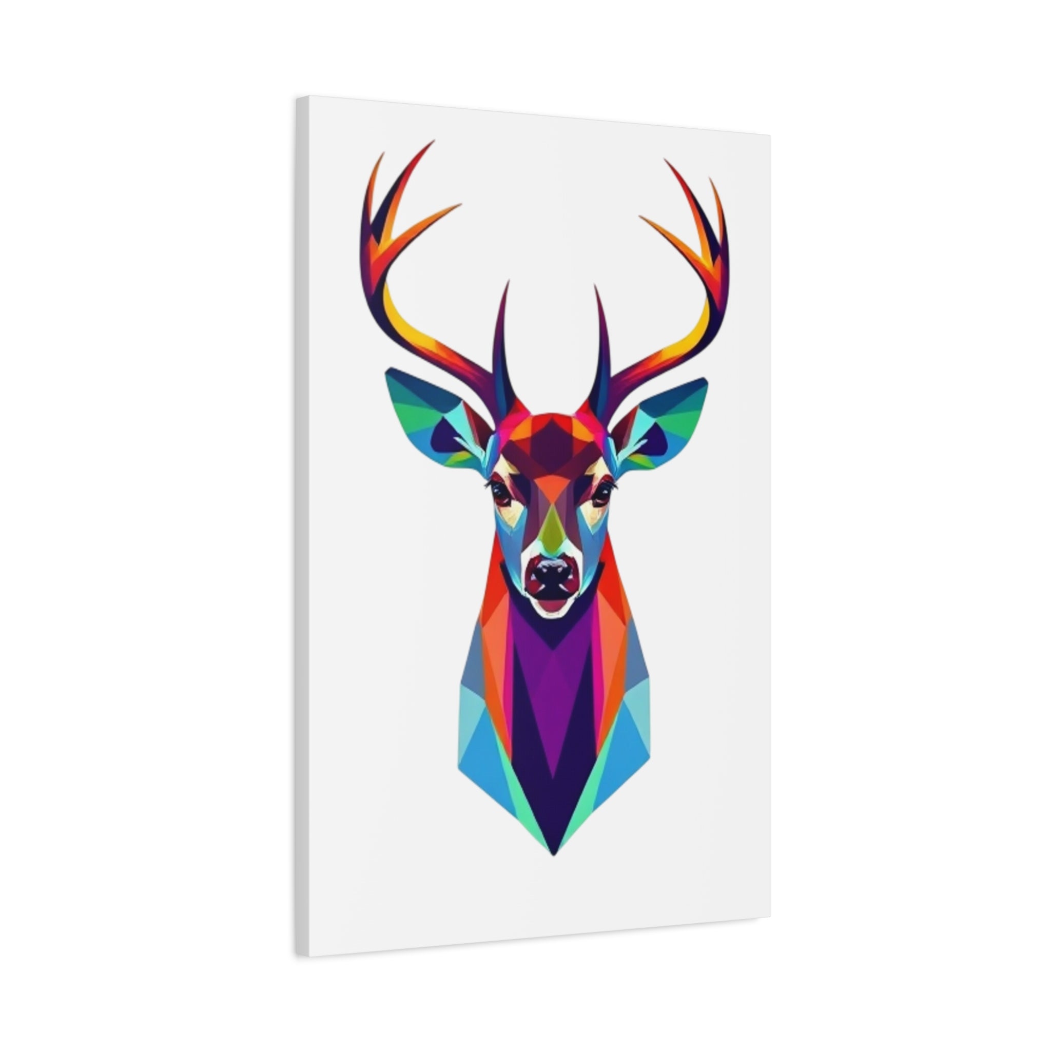 Vibrant Stag Canvas Wall Art - Colorful Geometric Deer Decor