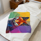 Fractal Fox Velveteen Plush Blanket