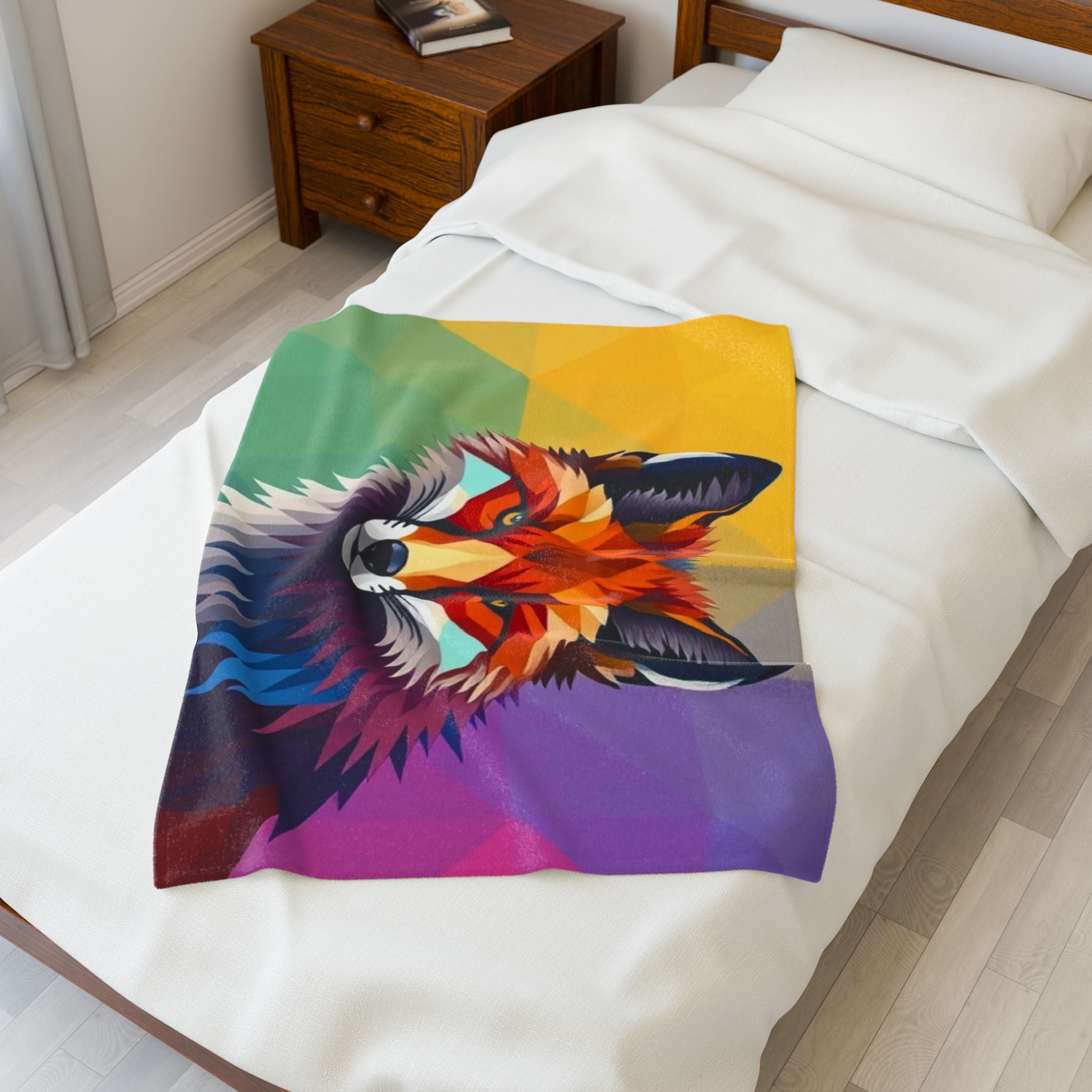 Fractal Fox Velveteen Plush Blanket