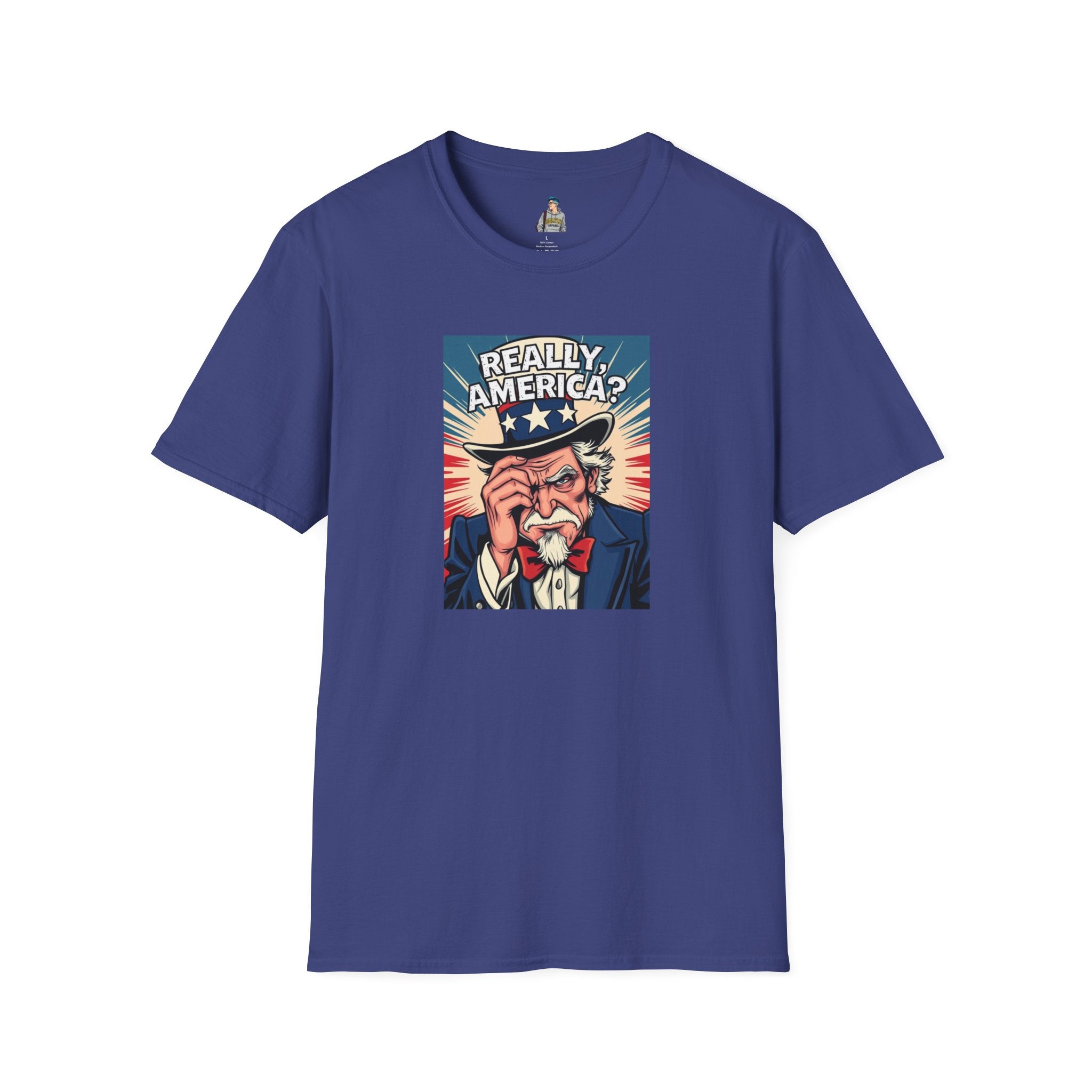 Uncle Sam in disbelief Really, America? Unisex softstyle T-Shirt