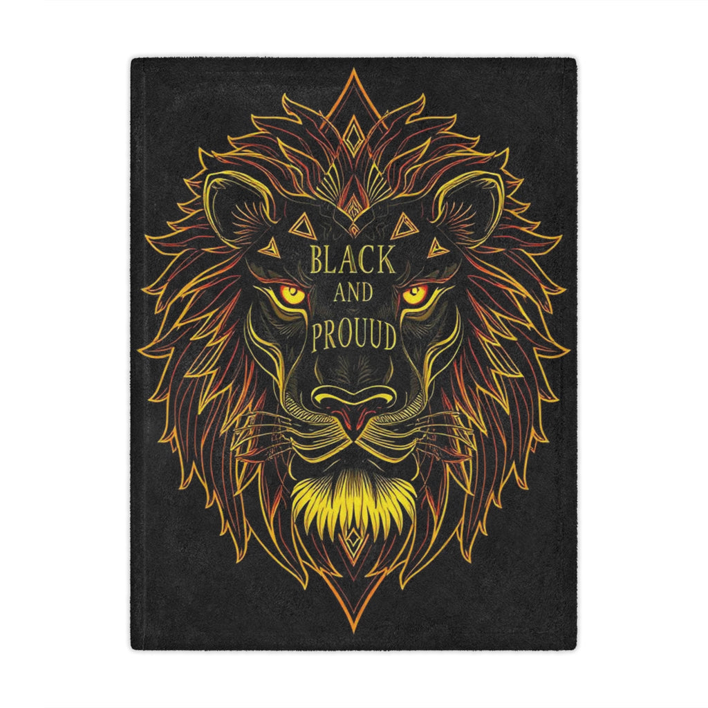 Black & Proud Lion Design Microfiber Blanket