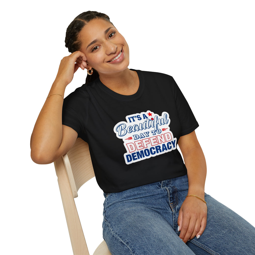 Defend Democracy Unisex Softstyle T-Shirt - Perfect for Activism and Everyday Wear
