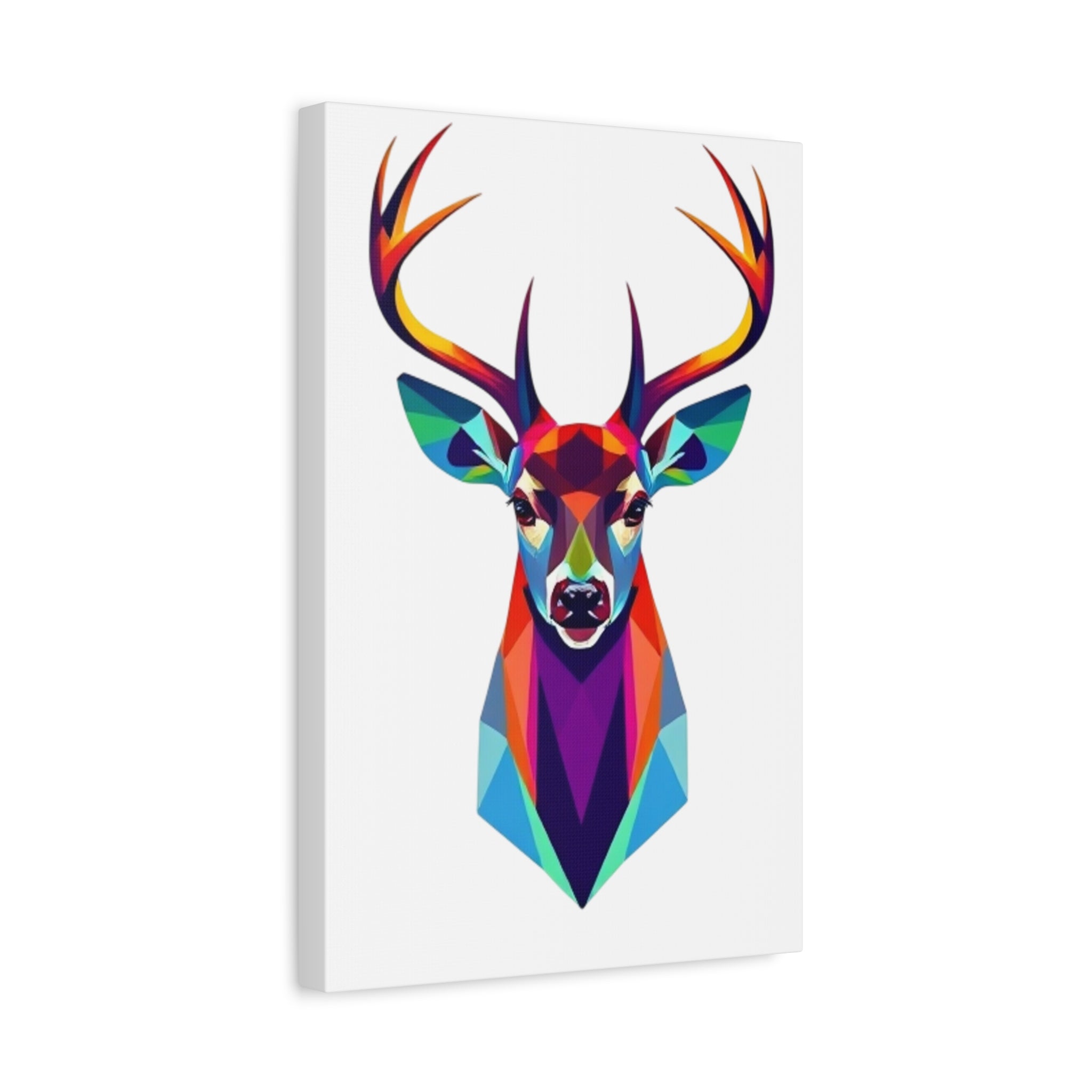 Vibrant Stag Canvas Wall Art - Colorful Geometric Deer Decor