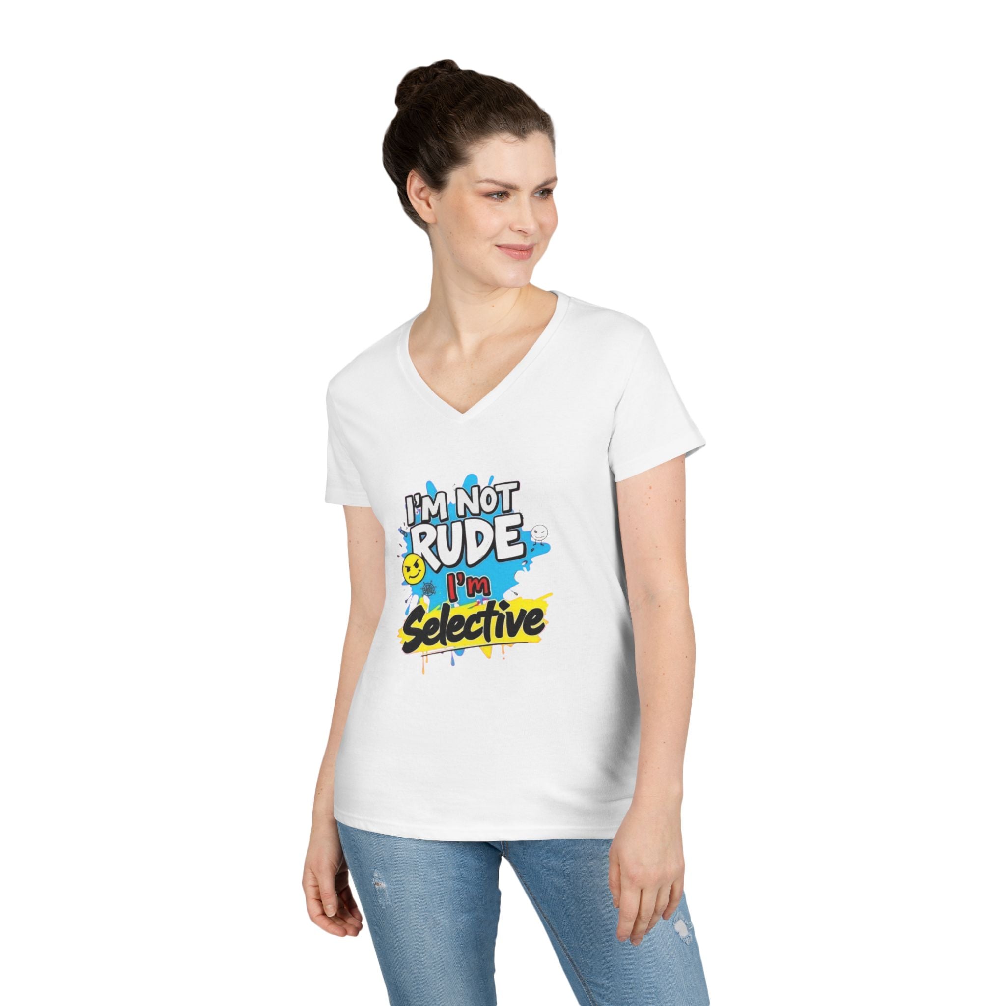 Funny I'm not Rude I'm Selective V-Neck T-Shirt for Women