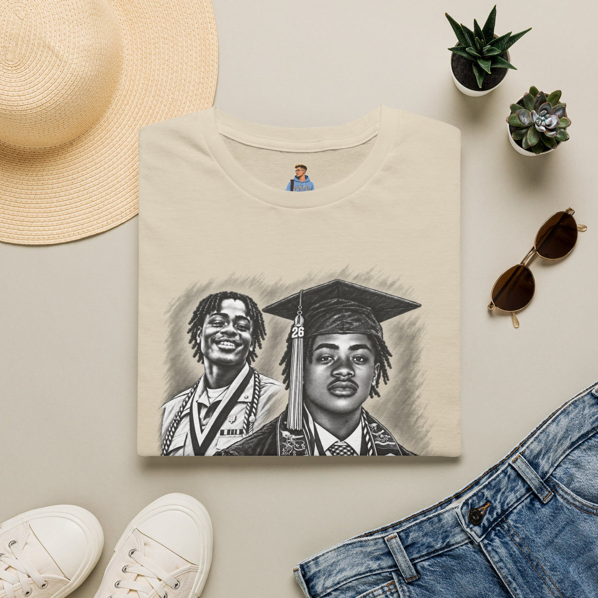 Double Portrait Front - In Memory of Pierre Damas Bel T-Shirt