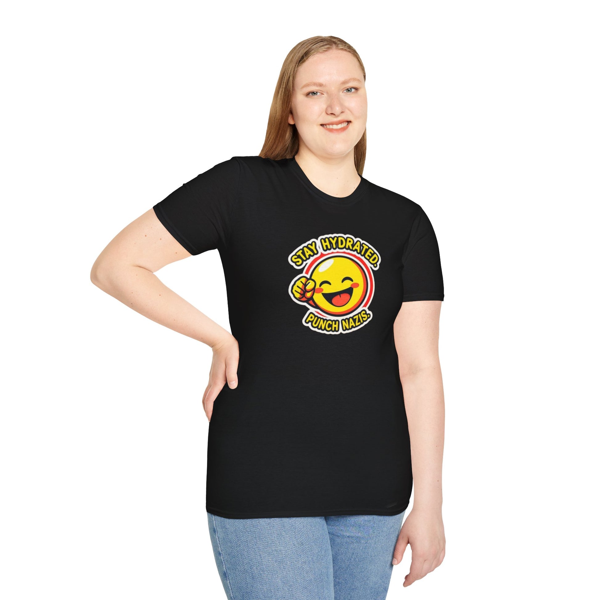 Stay Hydrated, Punch Nazis Funny Emoji T-Shirt