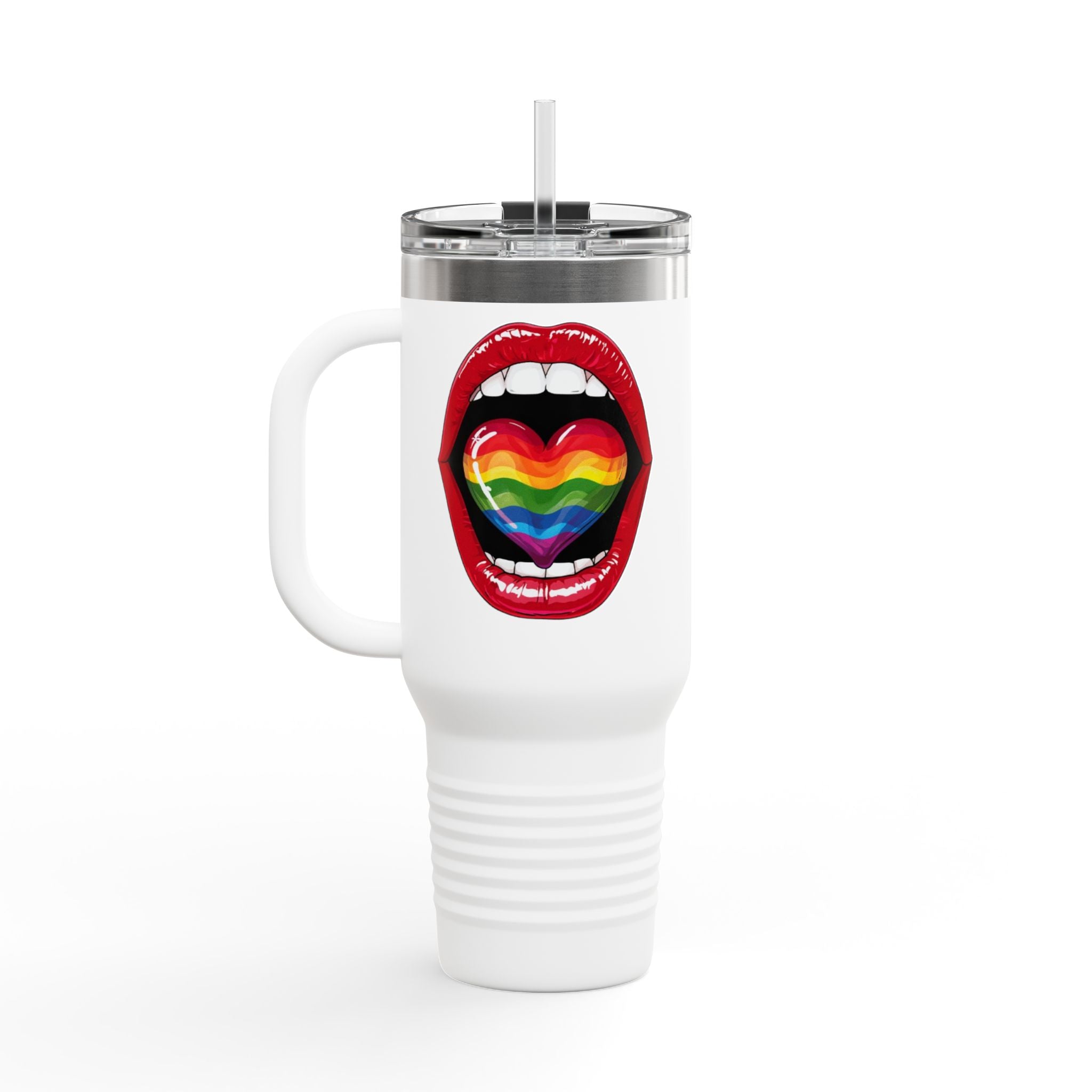 Rainbow Tongue Insulated Travel Mug - 40oz, Perfect for Pride Celebrations