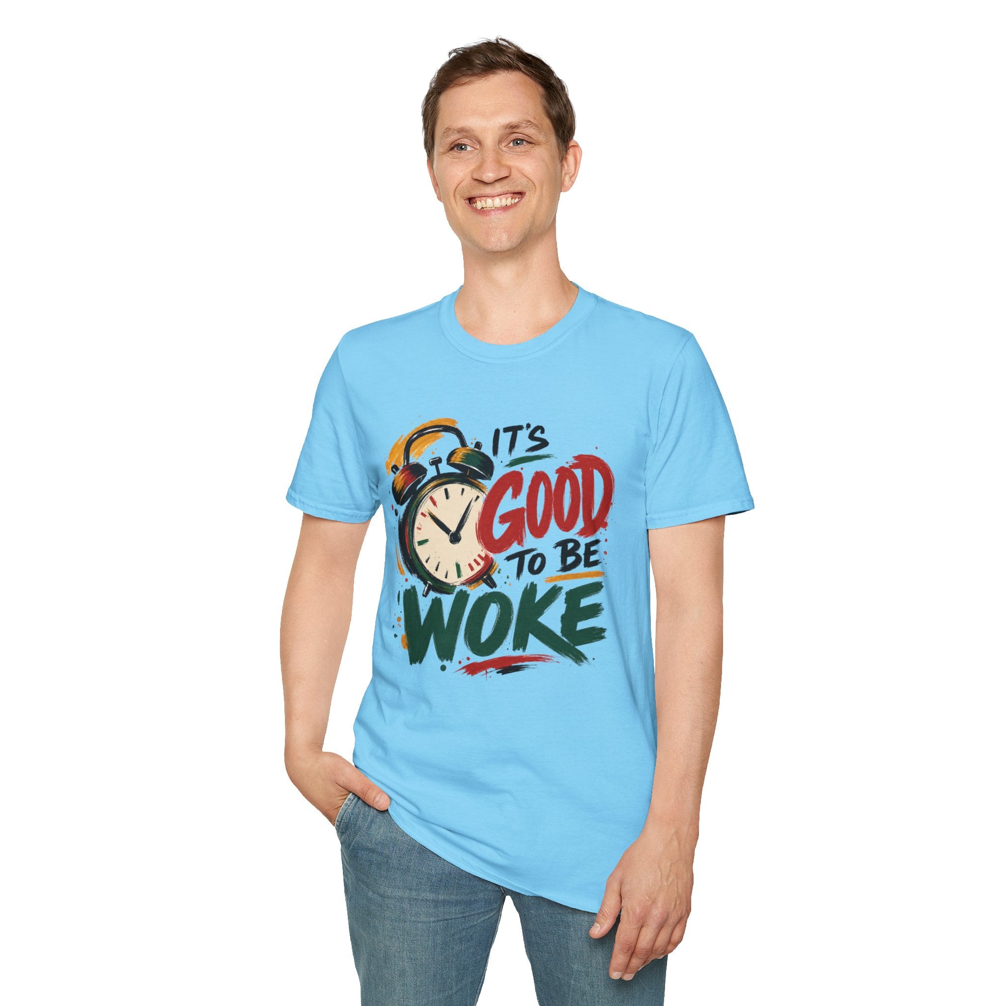 T-Shirt — "It's Good To Be Woke" Graphic Tee (Alarm Clock Design)