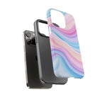Pastel Marble Tough Phone Case iPhone — Swirled Pink & Blue Protective Cover