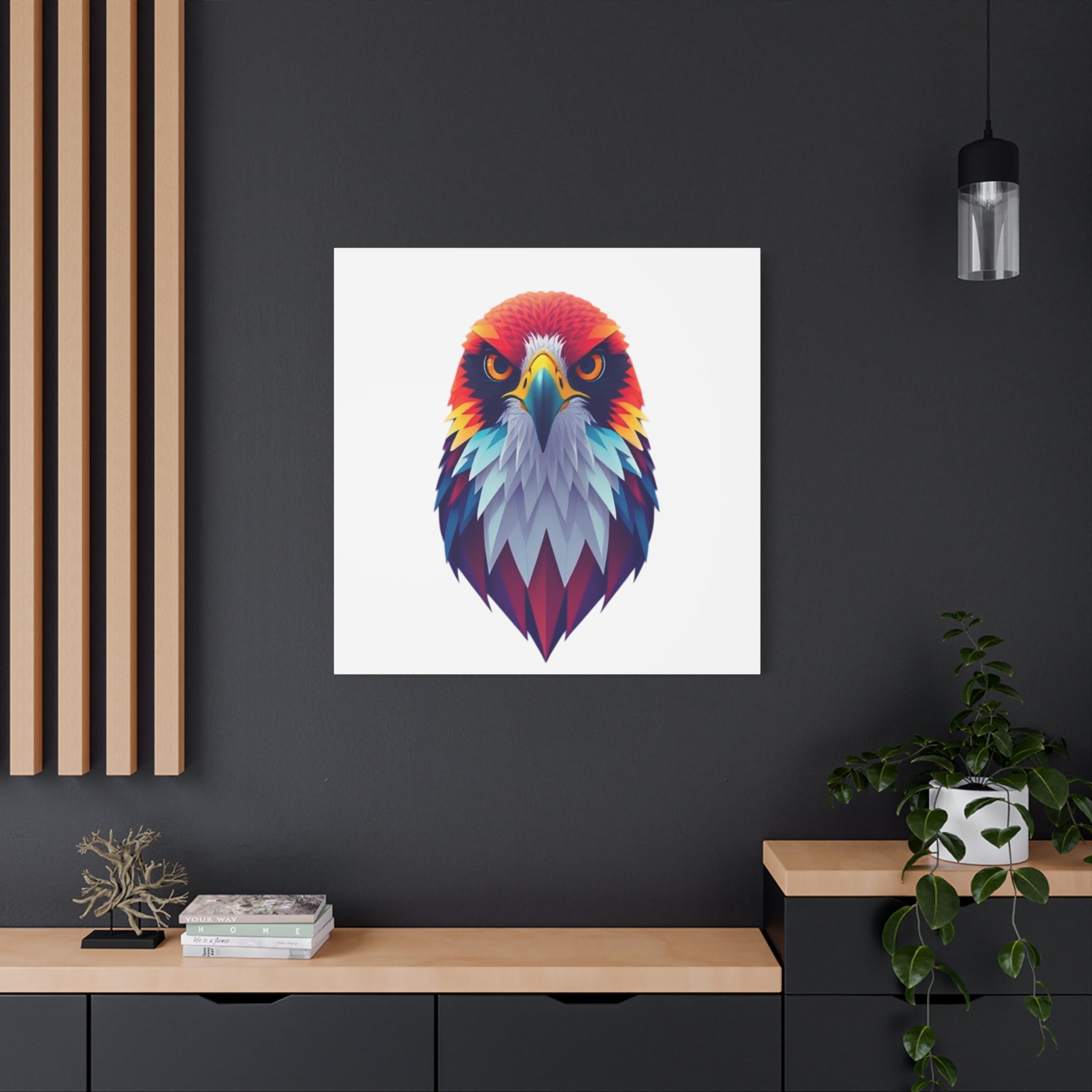 Vibrant Falcon Wall Art - Matte Stretched Canvas, Colorful Bird Decor