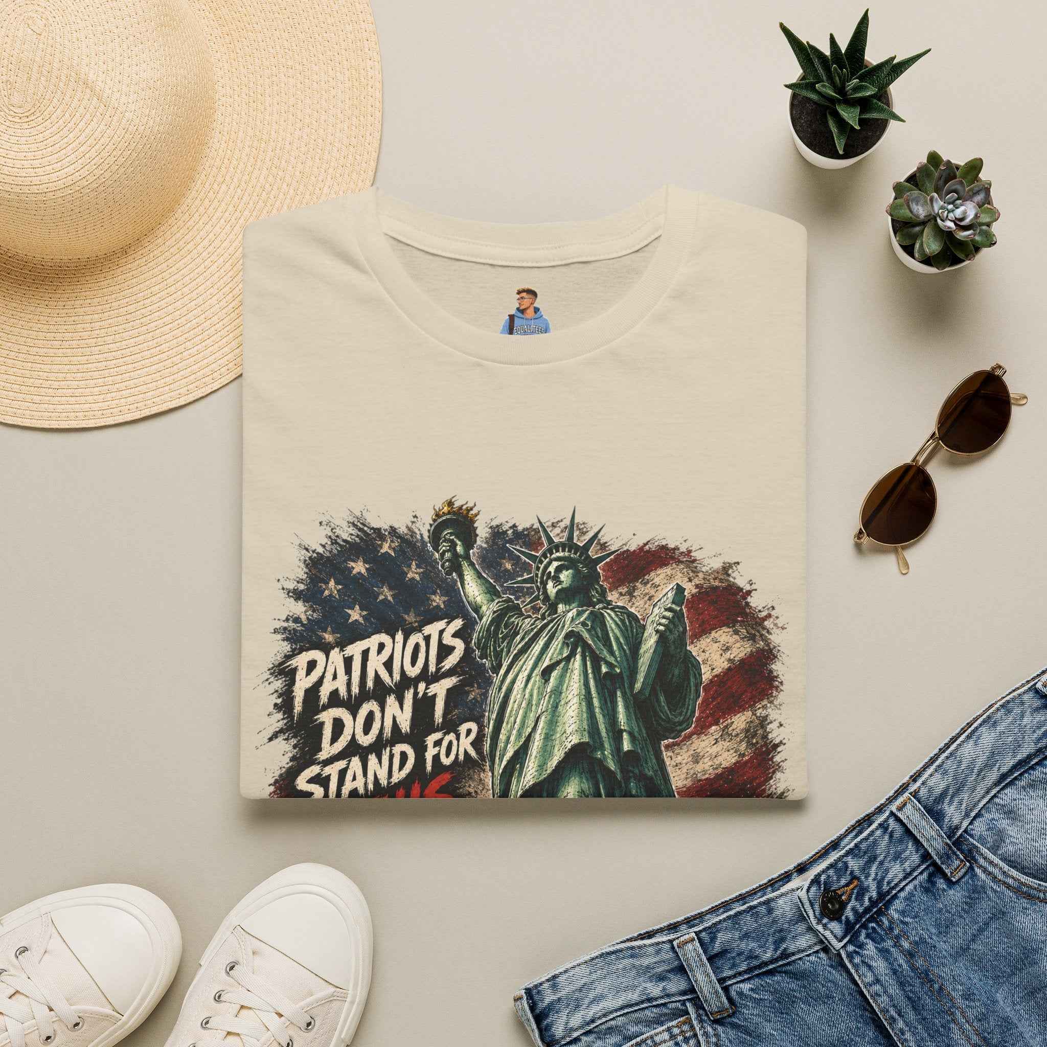 Patriots Don’t Stand For This T-Shirt — Statue of Liberty & Distressed Flag Graphic
