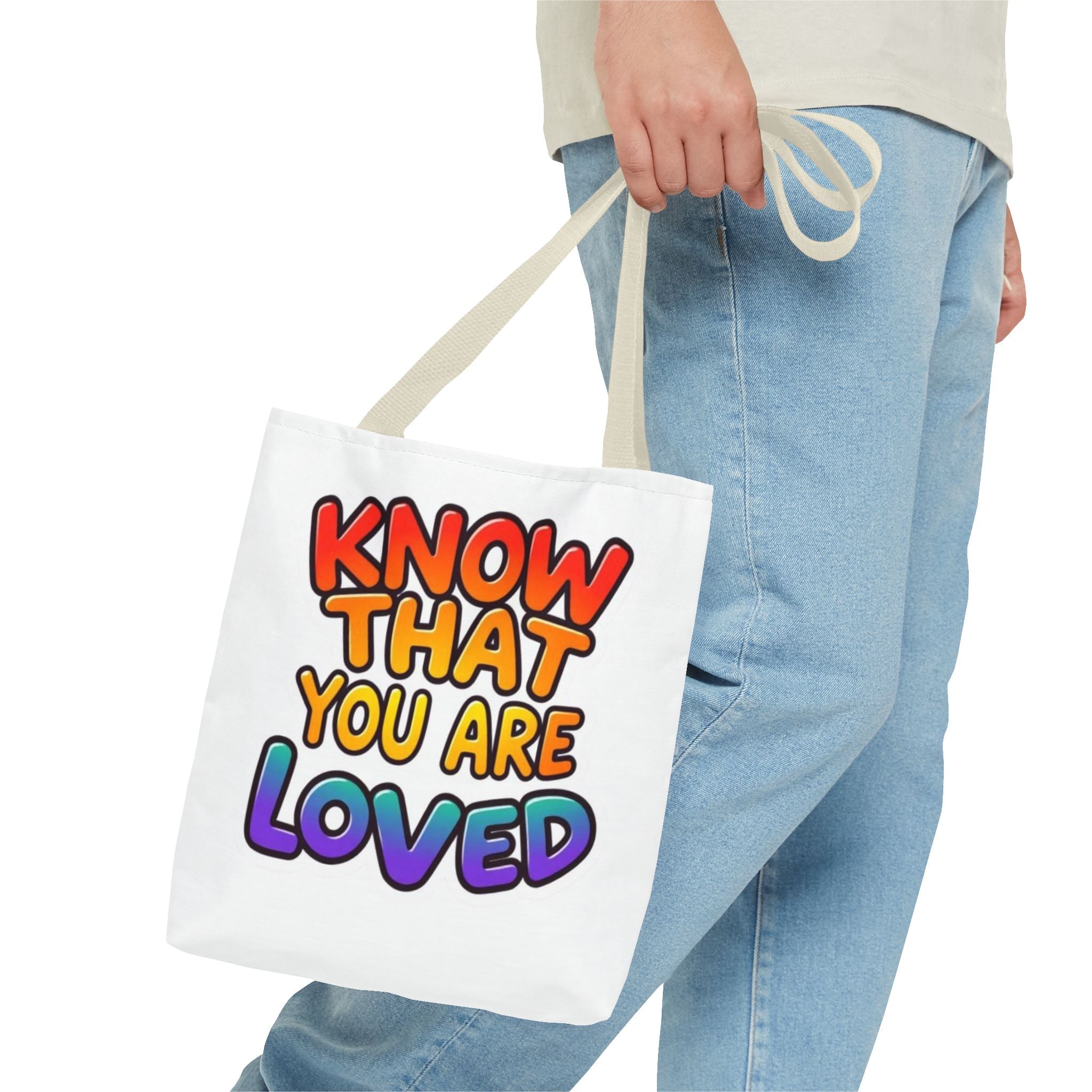 Know That You Are Loved Text Design Tote Bag