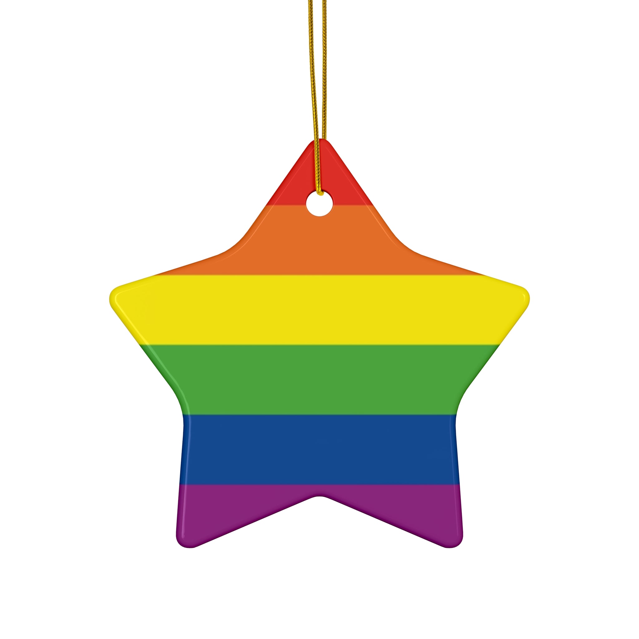 Pride Rainbow Star Ceramic Ornament - Colorful Holiday Decor