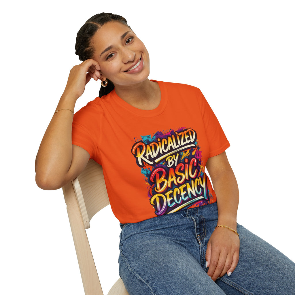 Radicalized by Basic Decency T-Shirt Colorful Graffiti Typography