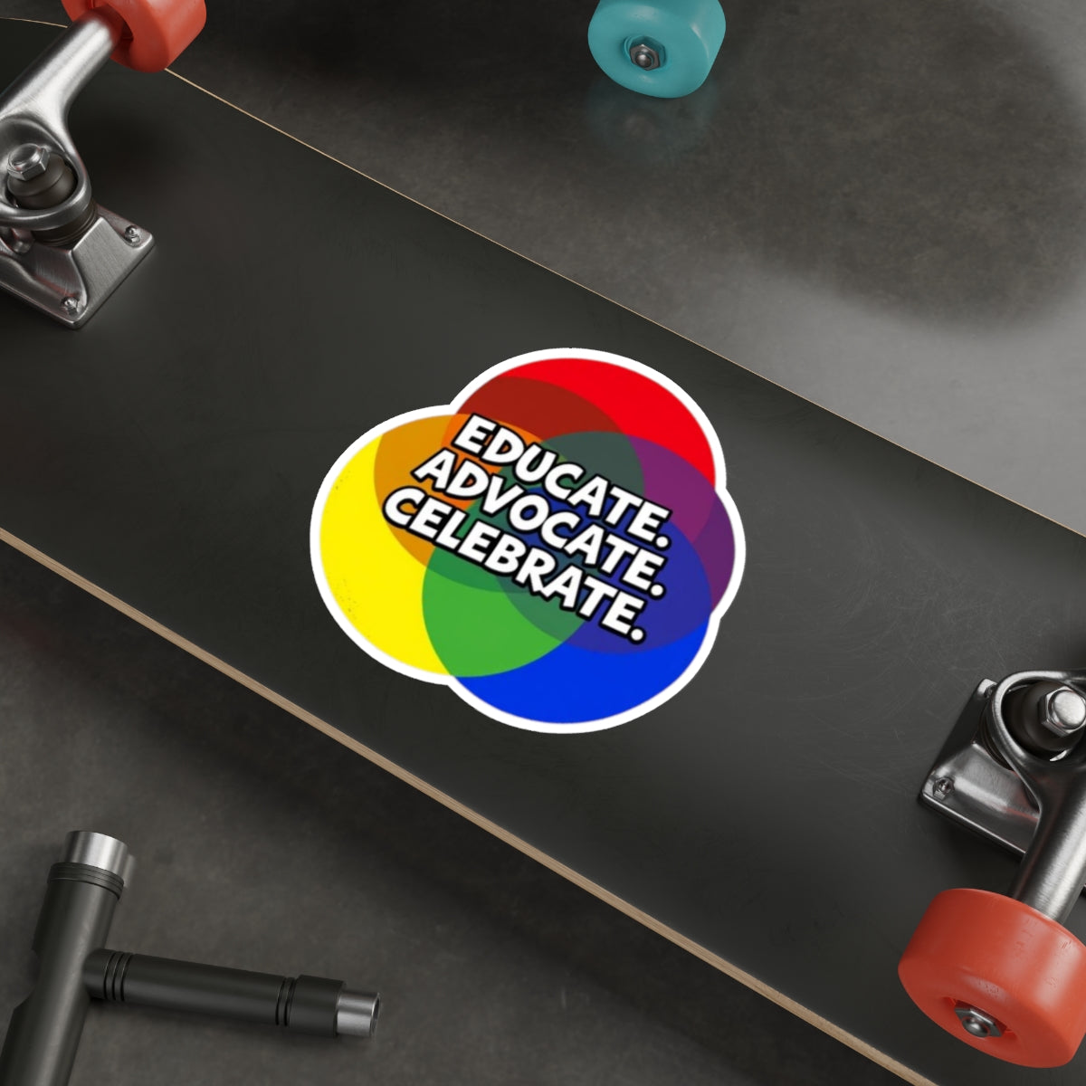 Vibrant Die-Cut Stickers - "Educate. Advocate. Celebrate."