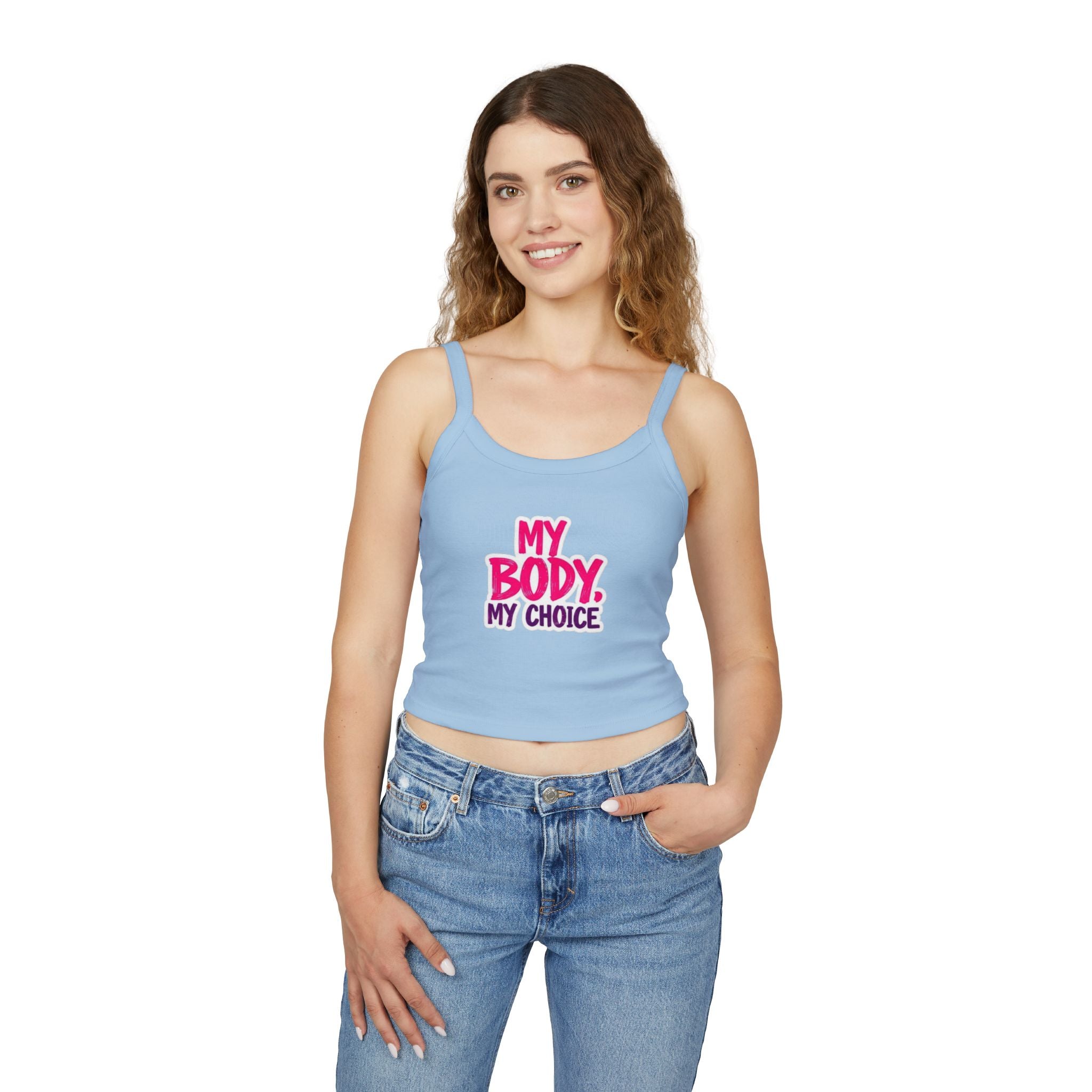 Empowering Women's Spaghetti Strap Tank Top - 'My Body, My Choice'
