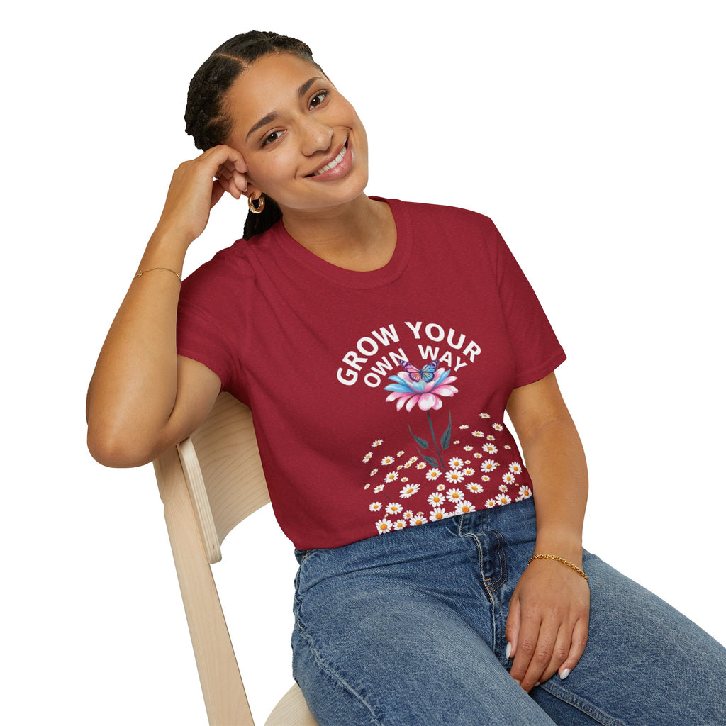 Grow Your Own Way Trans Pride Unisex T-Shirt - Floral Design for Garden Lovers