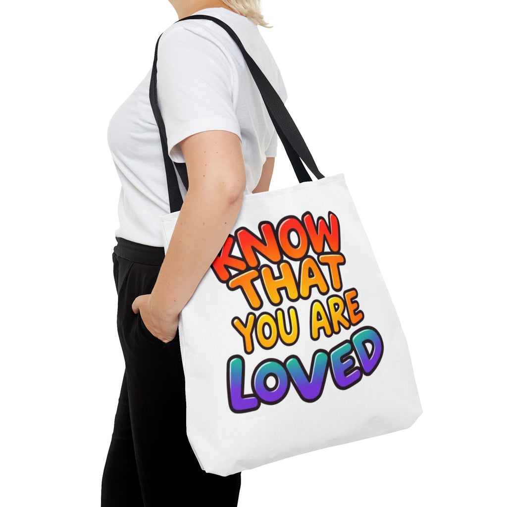 Know That You Are Loved Text Design Tote Bag