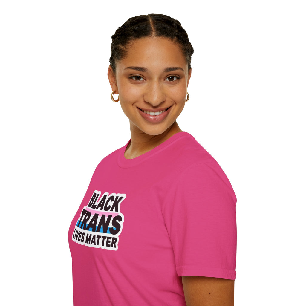 Unisex Softstyle T-Shirt - Black Trans Lives Matter Statement Tee