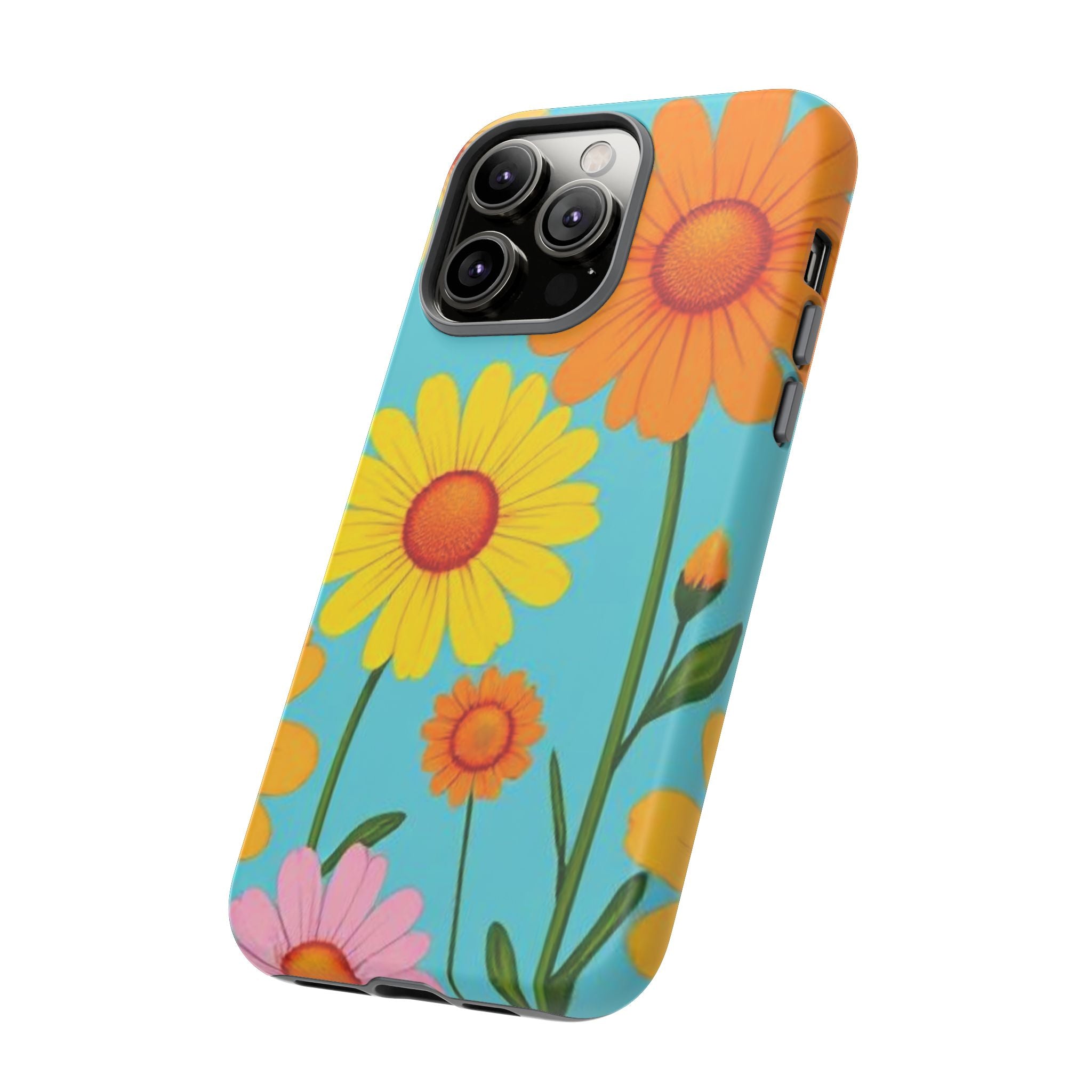 Floral Tough Phone Case for iPhone — Bright Daisy Garden Protective Cover