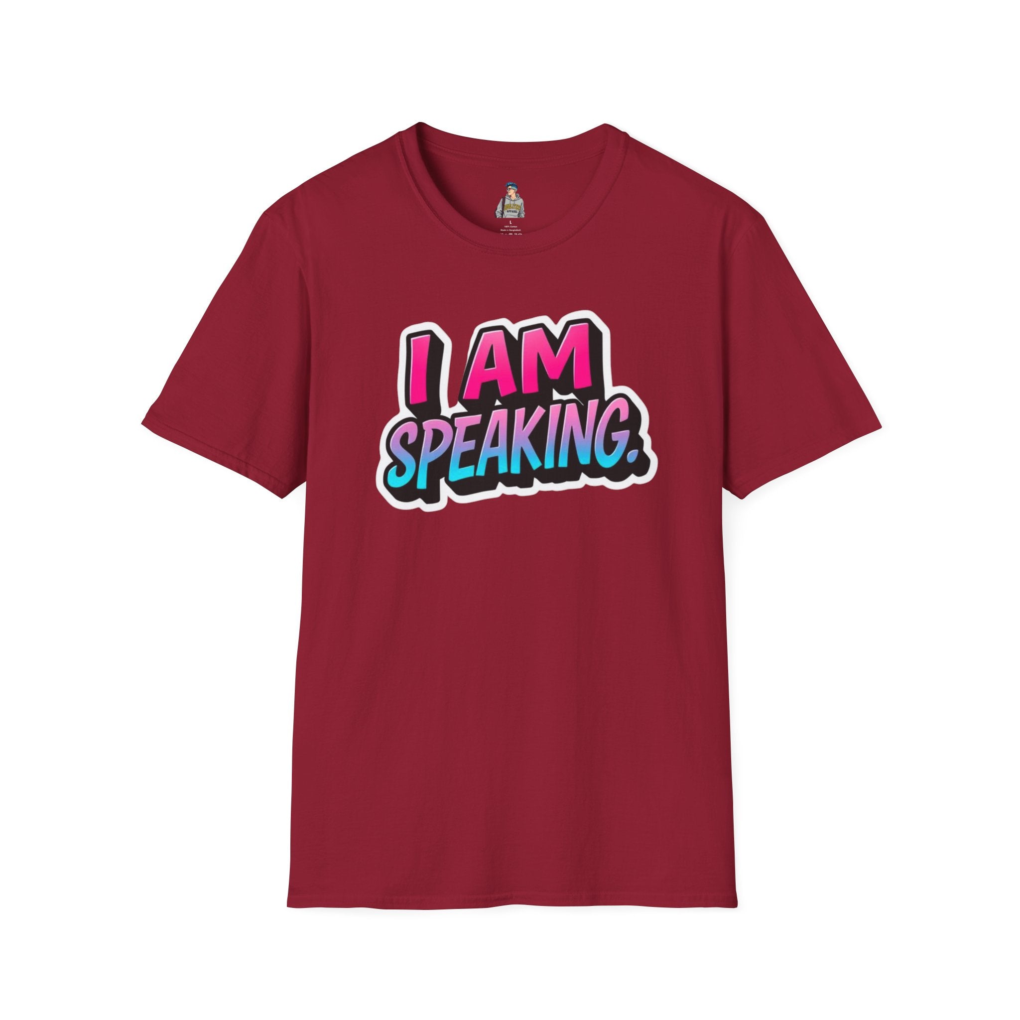 'I Am Speaking' Unisex Softstyle T-Shirt – Bold Statement Tee for Confident Voices