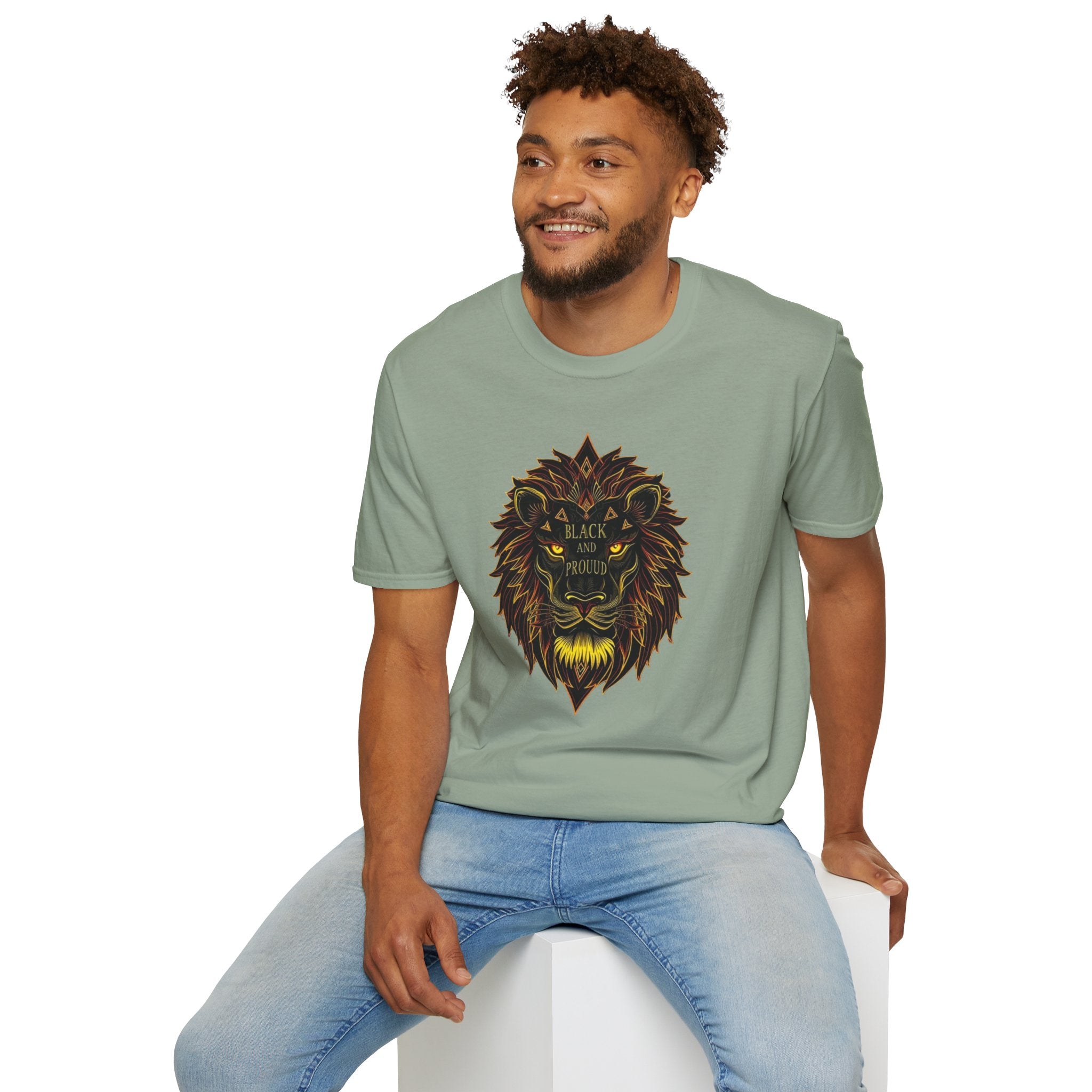 Black & Proud Lion Softstyle T-Shirt - Unisex Graphic Tee