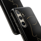 Android OR iPhone Compatible Cases - Gold Line Face Design - Unique Tough Cases
