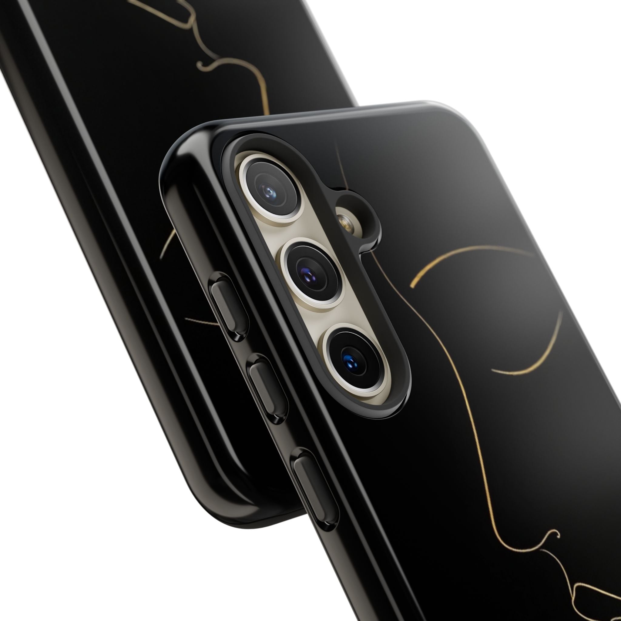 Android OR iPhone Compatible Cases - Gold Line Face Design - Unique Tough Cases