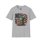 Statue of Liberty Stepping on MAGA American Flag T-Shirt — Patriotic USA Independence Day Tee