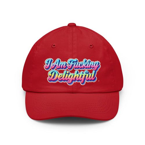 "I Am Fucking Delightful" Retro Rainbow Cap