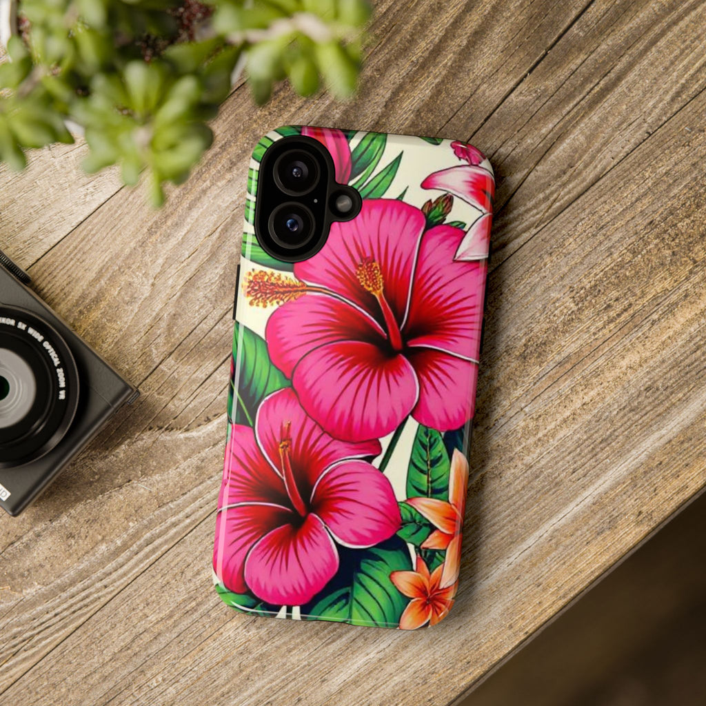 Tropical Hibiscus Phone Case for iPhone — Floral Tough Protective Cover