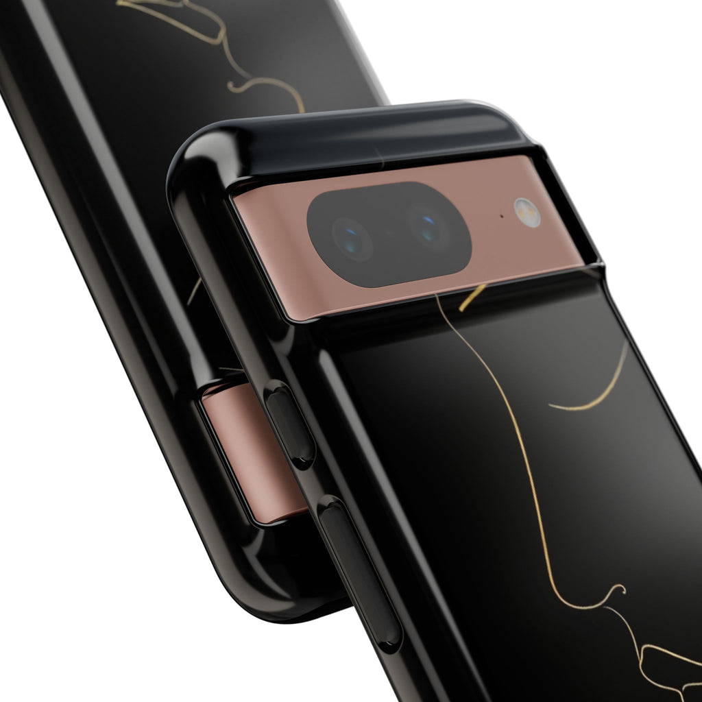 Android OR iPhone Compatible Cases - Gold Line Face Design - Unique Tough Cases