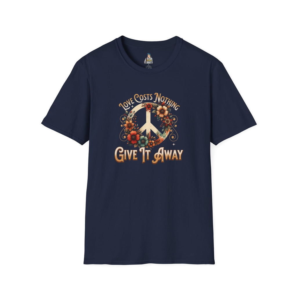 Unisex Softstyle T-Shirt - Love Costs Nothing, Give It Away Floral Peace Design