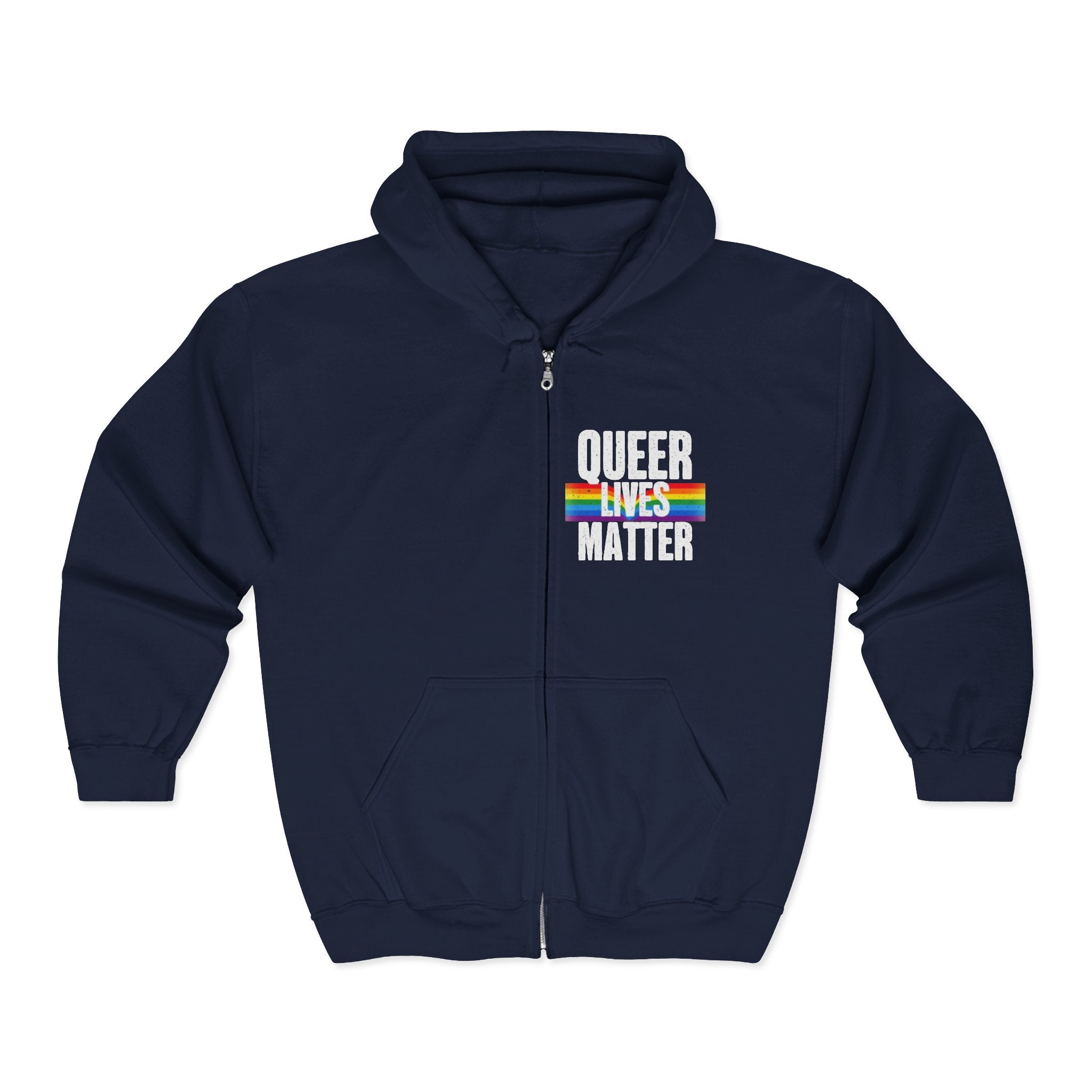 Queer Lives Matter Zip-Up Hoodie - Cozy Outdoor Style