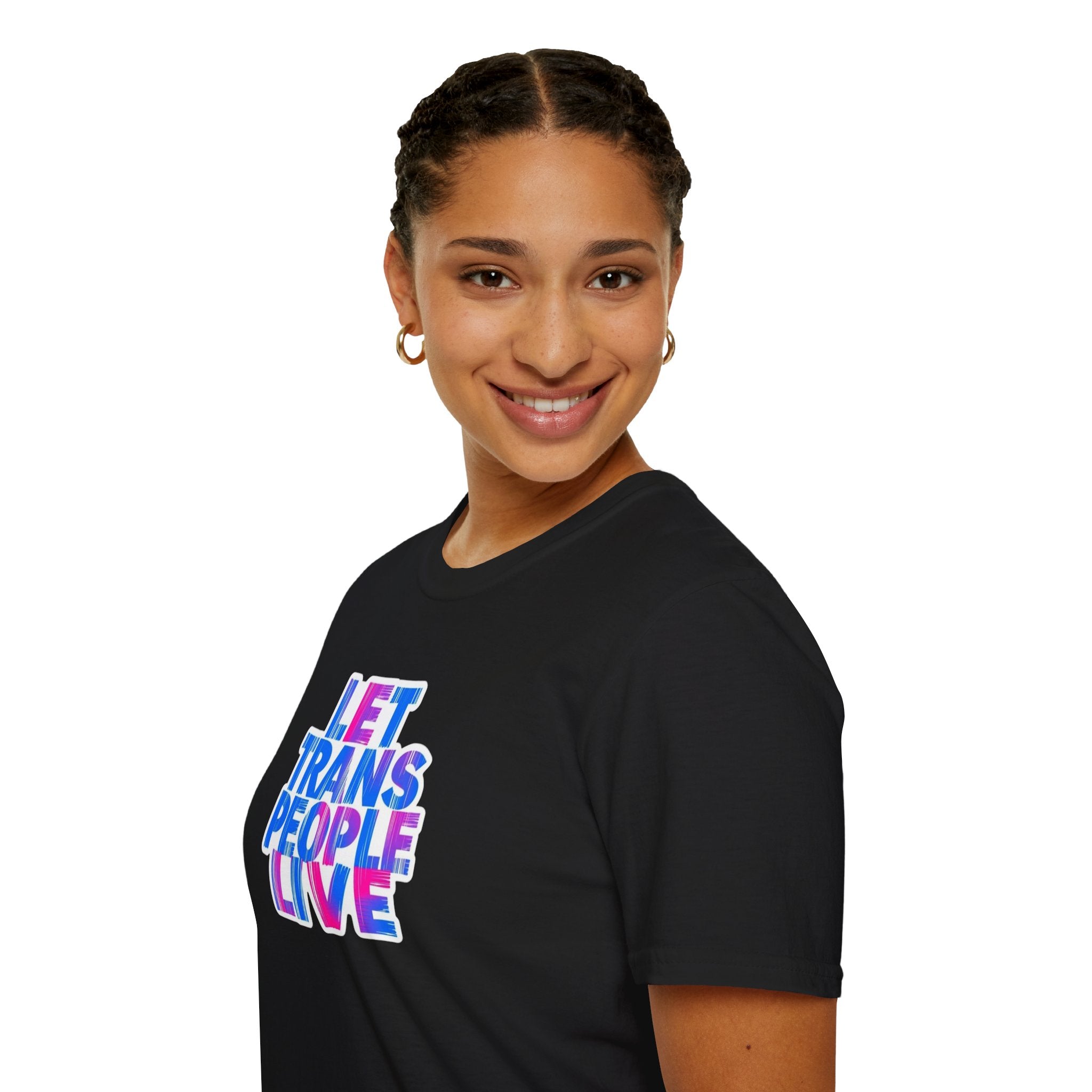 Let Trans People Live Unisex Softstyle T-Shirt - Supportive Statement Tee for LGBTQ+ Pride