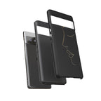 Android OR iPhone Compatible Cases - Gold Line Face Design - Unique Tough Cases